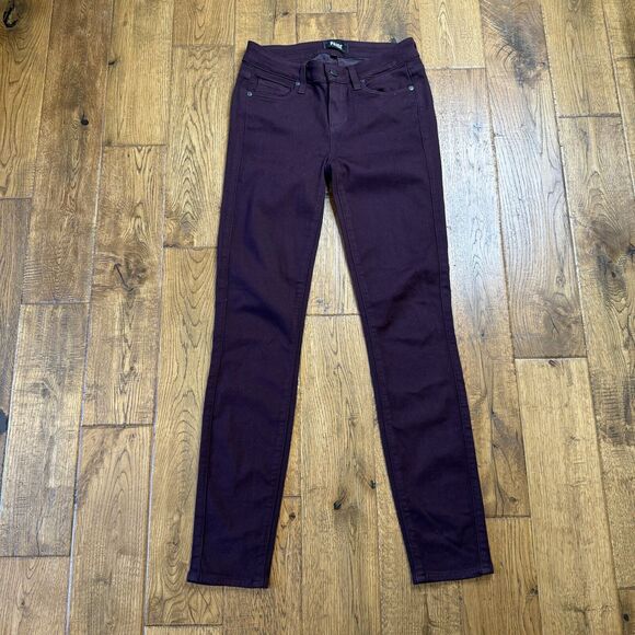 PAIGE Denim - Paige Jeans Verdugo Skinny Ankle Jeans Burgundy Stretch Denim Women’s Sz 26
